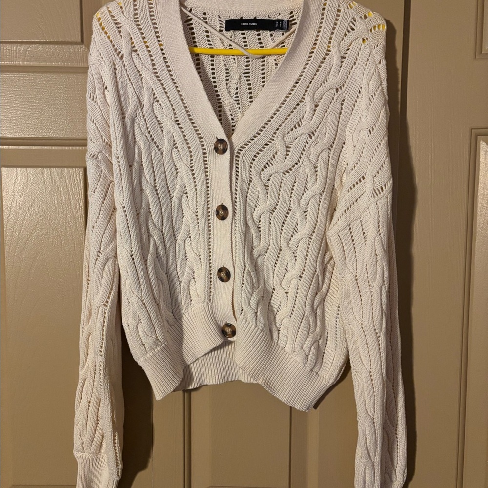 Vero Moda Cream Cable Knit Cardigan